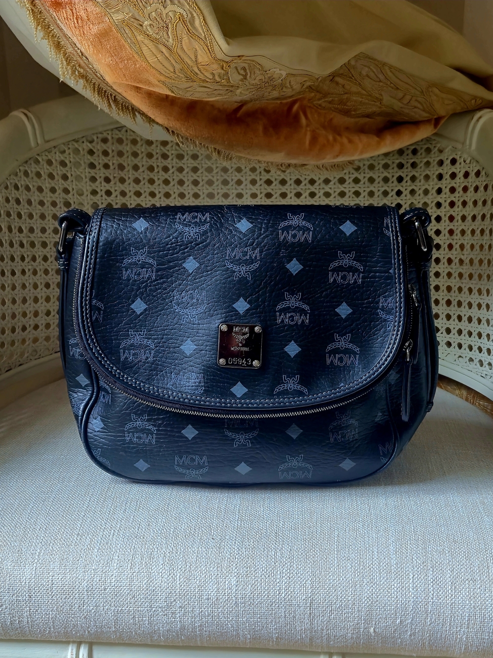 MCM Visetos Crossbody W/ flap black canvas